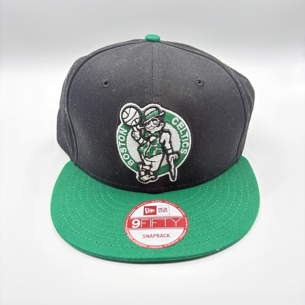 New Era 9FIFTY Boston Celtics Cotton Adjustable SnapBack Hat Cap Black/Green